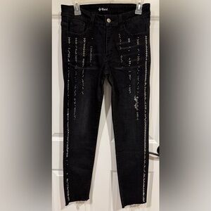 Vocal Women’s Black Rhinestone Embellished Size Large Jeans